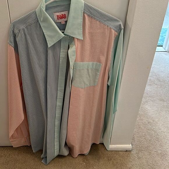 Solid and striped new button down Large - Picture 1 of 5